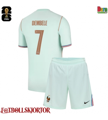 Frankrike Ousmane Dembele #7 Borta Kläder Barn VM 2026 Kortärmad (+ Korta byxor)